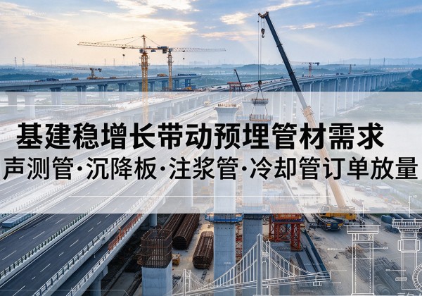 潼南区基建稳增长带动预埋监测管材需求，声测管、沉降板、注浆管订单持续放量